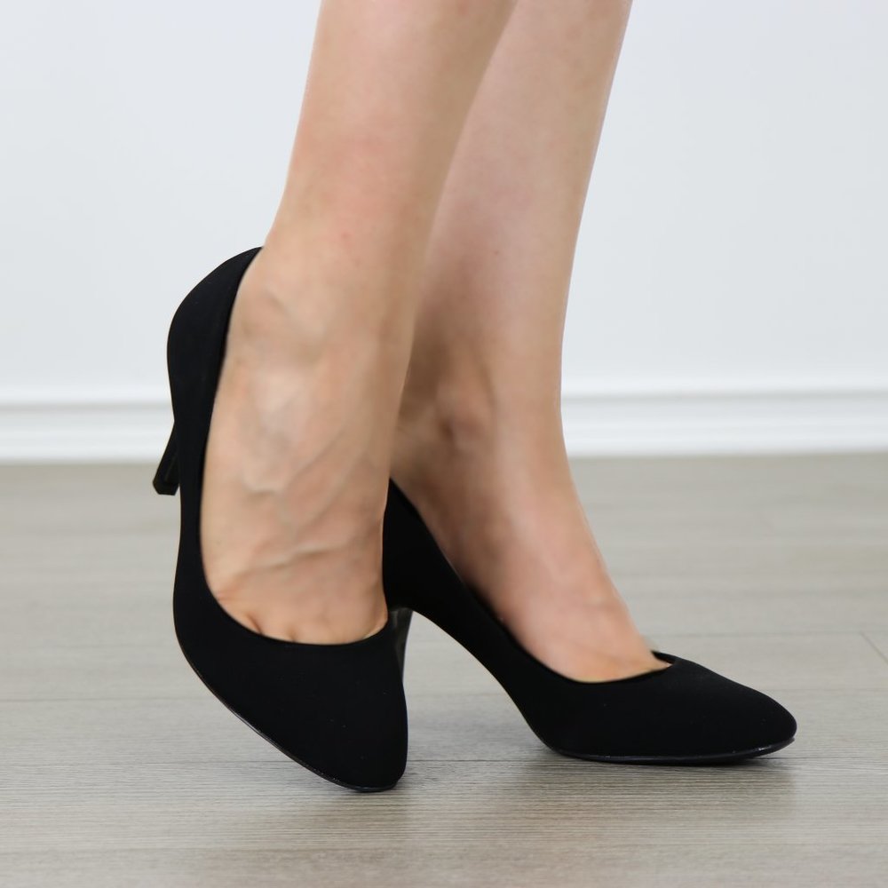 Closed Toe Low Mid Heel Dress Velvet Pump - Picture 5 of 6